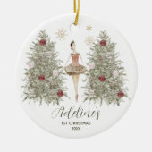 Notenkraker Ballerina Eerste Kerst Keepsake Keramisch Ornament (Voorkant)