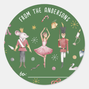 Notenkraker Ballerina familie kerstcadeau Ronde Sticker