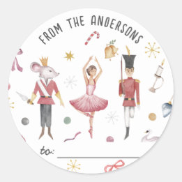 Notenkraker Ballerina familie kerstcadeau Ronde Sticker