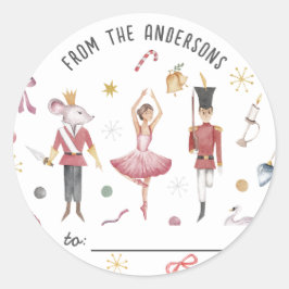 Notenkraker Ballerina familie kerstcadeau Ronde Sticker