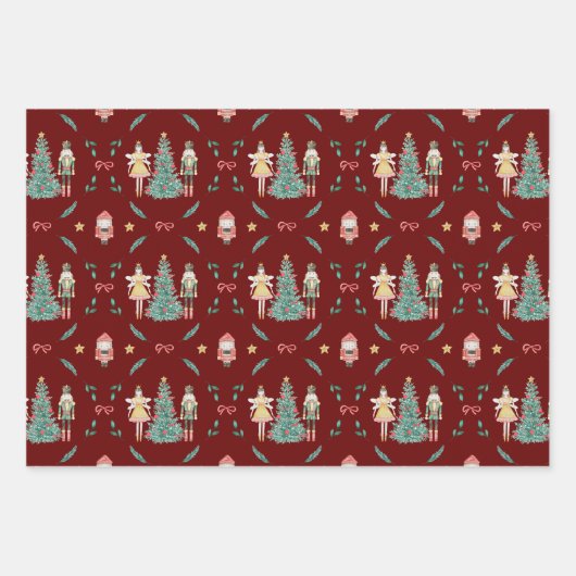 Notenkraker Ballerina Kerst Wrapping Papier Zij Inpakpapier Vel (Voorkant)