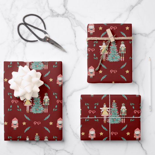 Notenkraker Ballerina Kerst Wrapping Papier Zij Inpakpapier Vel (Voorkant)