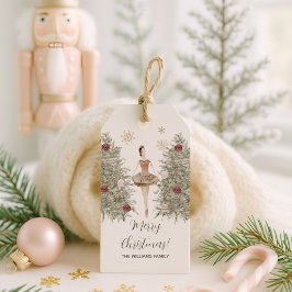 Notenkraker Ballerina Kerstmis Cadeaulabel
