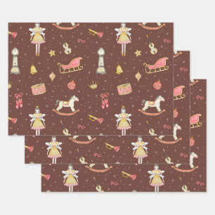 Notenkraker Ballerina Kerstmis Inpakpapier Vel