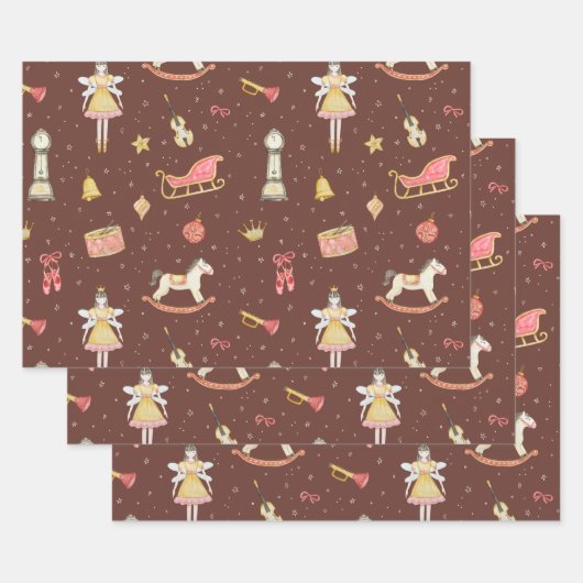 Notenkraker Ballerina Kerstmis Inpakpapier Vel (Set)