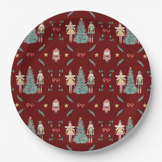 Notenkraker Ballerina Kerstmis Papieren Bordje (Voorkant)