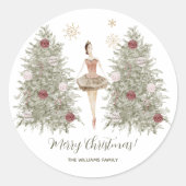 Notenkraker Ballerina Kerstmis Ronde Sticker (Voorkant)