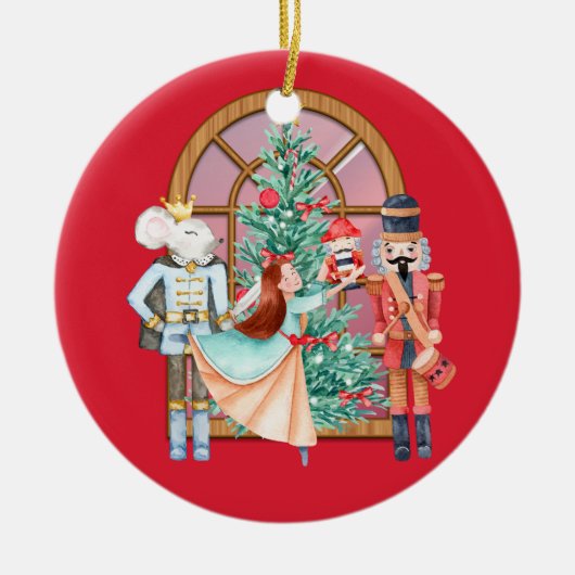Notenkraker Ballerina Mouse King Rood Gepersonalis Keramisch Ornament (Voorkant)