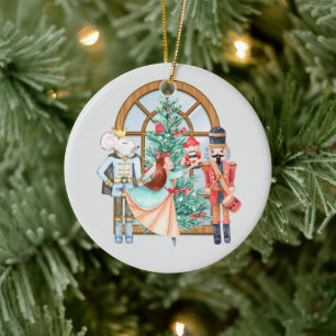 Notenkraker Ballerina Muis Koning Kerstmis Ronde Keramisch Ornament