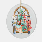 Notenkraker Ballerina Muis Koning Kerstmis Ronde Keramisch Ornament (Links)