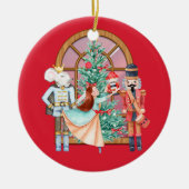 Notenkraker Ballerina Muis Koning Kerstmis Rood Keramisch Ornament (Voorkant)