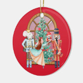 Notenkraker Ballerina Muis Koning Kerstmis Rood Keramisch Ornament (Links)