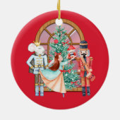 Notenkraker Ballerina Muis Koning Kerstmis Rood Keramisch Ornament (Achterkant)