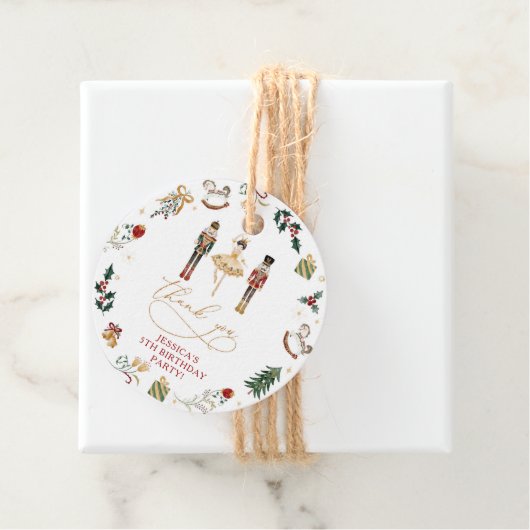 Notenkraker ballerina rood goud kids verjaardagsfe bedankjes labels (In situ)