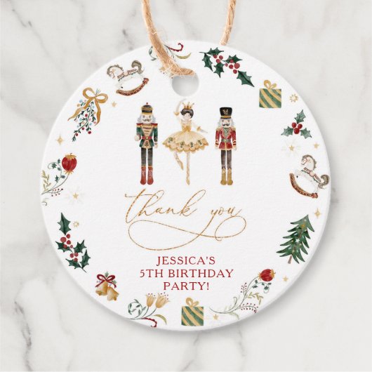 Notenkraker ballerina rood goud kids verjaardagsfe bedankjes labels (Voorkant)