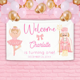 Notenkraker Ballerina Roze Verjaardags Welkom Spandoek