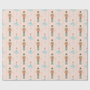 Notenkraker Ballerina Roze Vintage Kerstmis Cadeaupapier