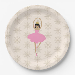 Notenkraker Ballerina Sneeuwvlok Patroon Papieren Bordje