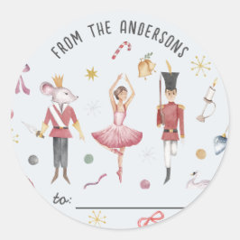 Notenkraker Ballerina Winter Kerstcadeau Ronde Sticker