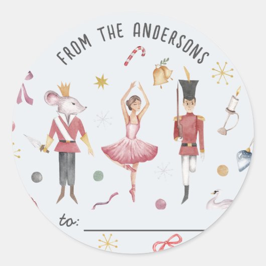 Notenkraker Ballerina Winter Kerstcadeau Ronde Sticker (Voorkant)