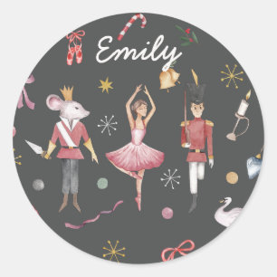 Notenkraker Ballet Ballerina Kerstdag Ronde Sticker