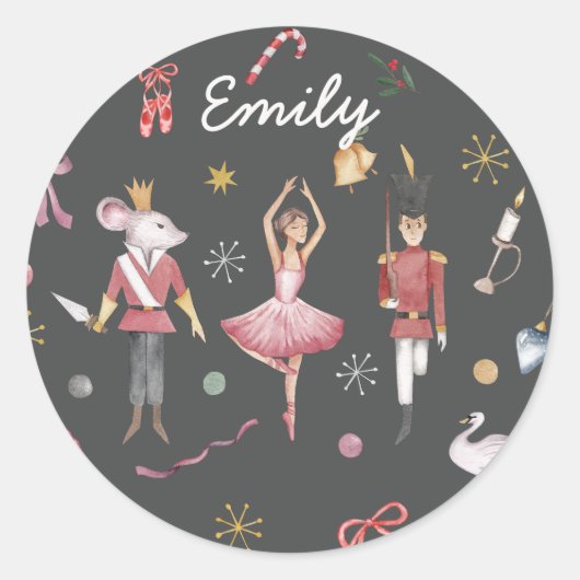Notenkraker Ballet Ballerina Kerstdag Ronde Sticker (Voorkant)