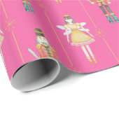 Notenkraker Ballet Ballerina Roze Vintage Kerstmis Cadeaupapier (Rol Hoek)