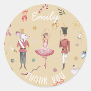 Notenkraker Ballet Ballerina Verjaardag Dank u Ronde Sticker