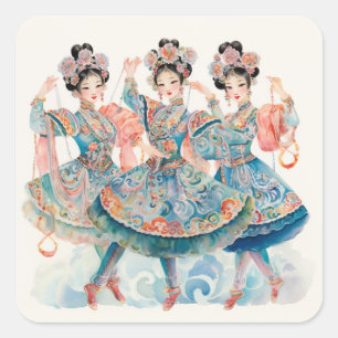 Notenkraker Ballet, Chinese Dansers Vierkante Sticker