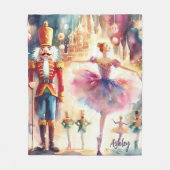 Notenkraker Ballet Christmas Ballerina Custom Name Fleece Deken (Voorkant)