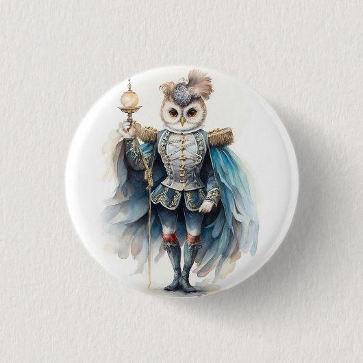 Notenkraker Ballet, Drosselmeyer Uil Ronde Button 3,2 Cm (Voorkant)