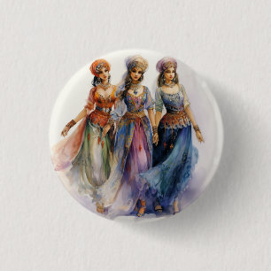 Notenkraker Ballet, Elegante Arabische Dansers Ronde Button 3,2 Cm
