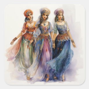 Notenkraker Ballet, Elegante Arabische Dansers Vierkante Sticker