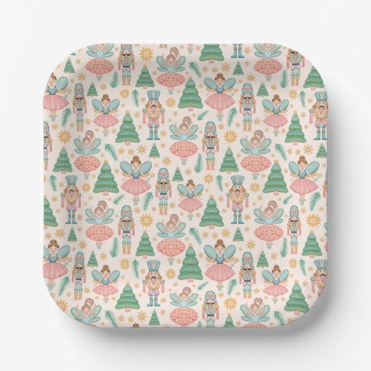 Notenkraker Ballet en feeën op Cream Achtergrond Papieren Bordje (Voorkant)