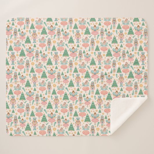 Notenkraker Ballet en feeën op Cream Achtergrond Sherpa Deken (Voorkant (horizontaal))