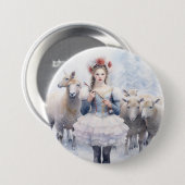 Notenkraker Ballet, Herderin Ronde Button 7,6 Cm (Voorkant /achterkant)