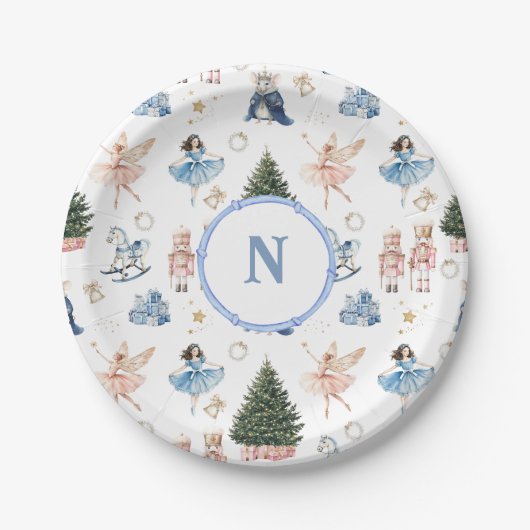 Notenkraker Ballet Kerst Monogram Papieren Bordje (Voorkant)