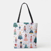 Notenkraker Ballet Kerst Naadloos Patroon Tote Bag (Achterkant)