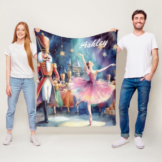 Notenkraker Ballet Kerstballerina gepersonaliseerd Fleece Deken (In situ)