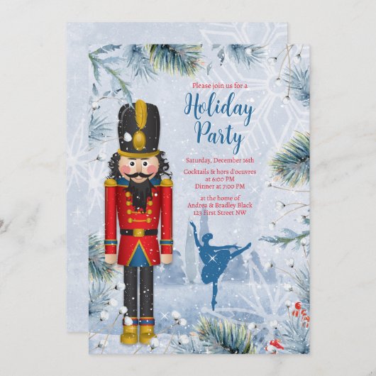 Notenkraker Ballet Kerstmis Feest Kaart (Voorkant / Achterkant)