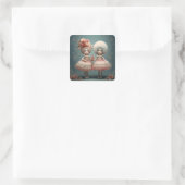 Notenkraker Ballet Mode-Bloemendansers Vierkante Sticker (Tas)