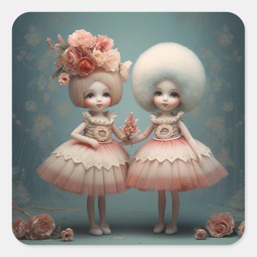 Notenkraker Ballet Mode-Bloemendansers Vierkante Sticker (Voorkant)