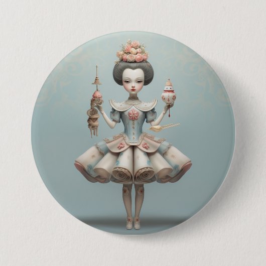 Notenkraker Ballet Mode-Chinese Dansers Ronde Button 7,6 Cm (Voorkant)