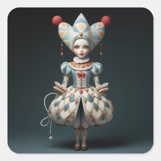 Notenkraker Ballet Mode-Harlequin Pop Vierkante Sticker (Voorkant)