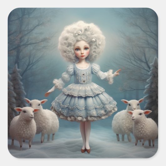 Notenkraker Ballet Mode-Herdersmeisje Vierkante Sticker (Voorkant)
