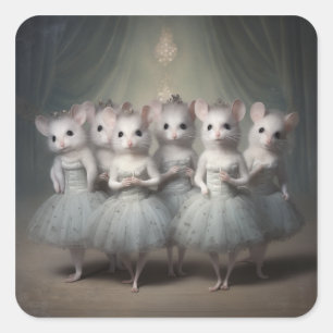 Notenkraker Ballet Mode-Muizen Vierkante Sticker