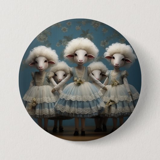 Notenkraker Ballet Mode-Schaap Ronde Button 7,6 Cm (Voorkant)