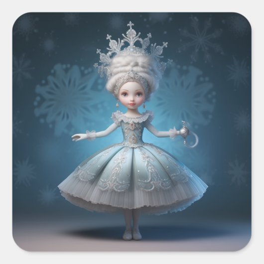 Notenkraker Ballet Mode-Sneeuwkoningin Vierkante Sticker (Voorkant)