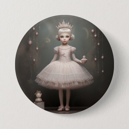 Notenkraker Ballet Mode-Suikerprinses Ronde Button 7,6 Cm (Voorkant)