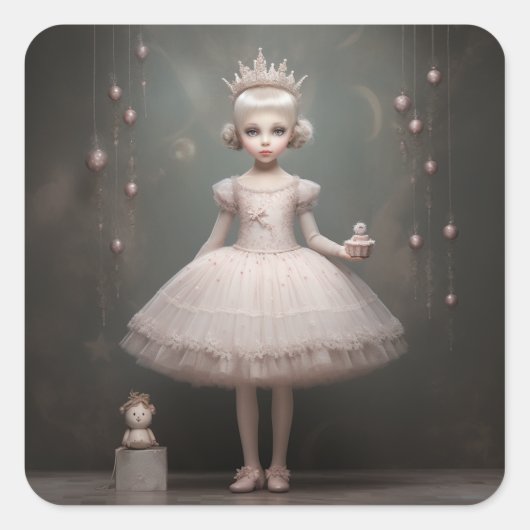 Notenkraker Ballet Mode-Suikerprinses Vierkante Sticker (Voorkant)